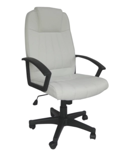 SEDIA UFFICIO "COMFORT"  ECOPELLE BIANCA E BRACCIOLI, 106/115X64X66 CM